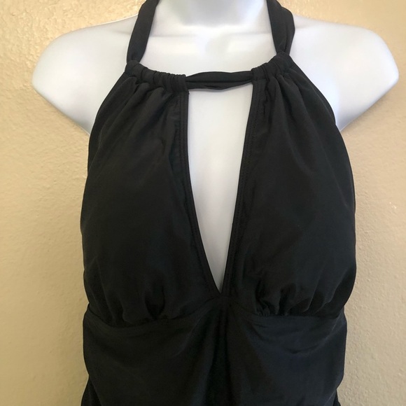 Aqua Eve Halter Keyhole Ruched Tummy Control One-Piece Swimsuit Plus Size 22W - Picture 8 of 16